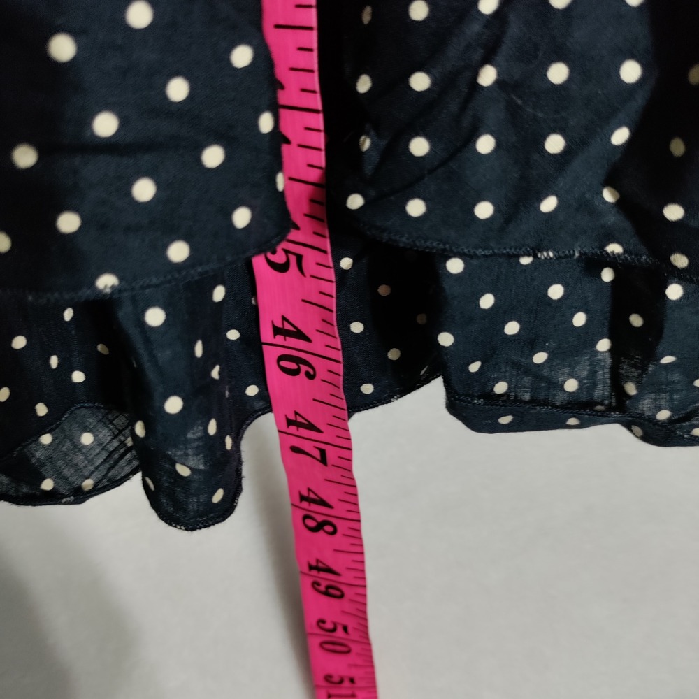 Gap Navy Blue Polka Dot Halter Midi Dress Ruffle Hem Cotton Size 4 - Picture 6 of 7
